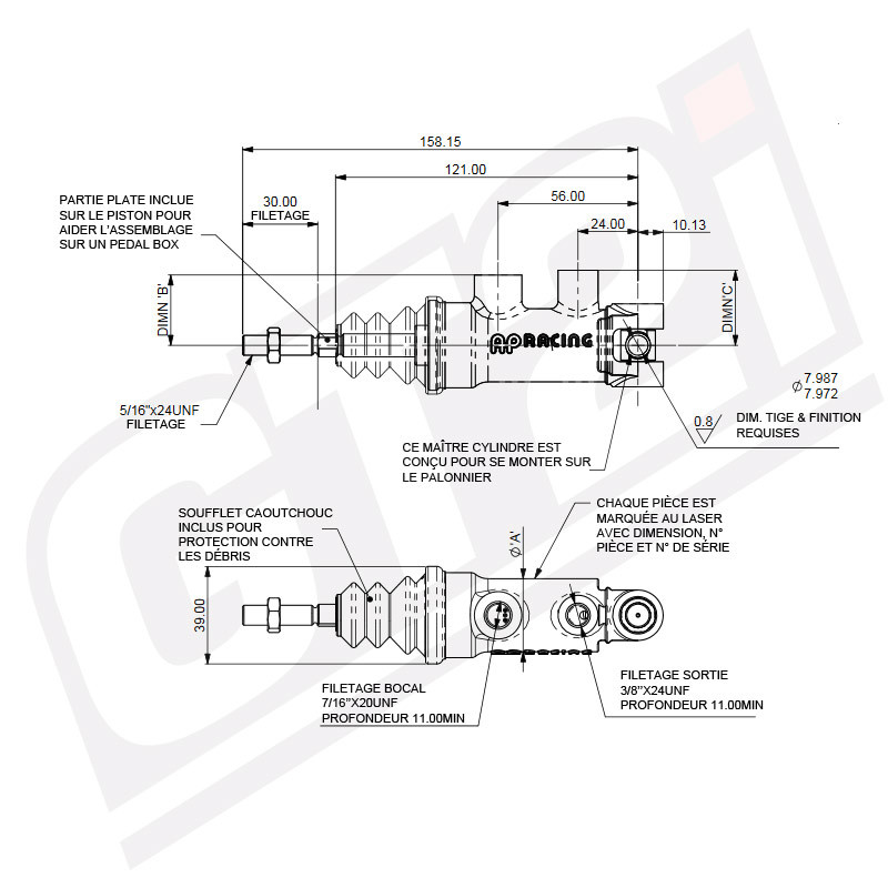 AP Racing CP7854-94 Hauptbremszylinder Durchmesser 22.2mm (0.875") - AP-CP7854-94PRTE - CP7854-94PRTE - 3661768605127