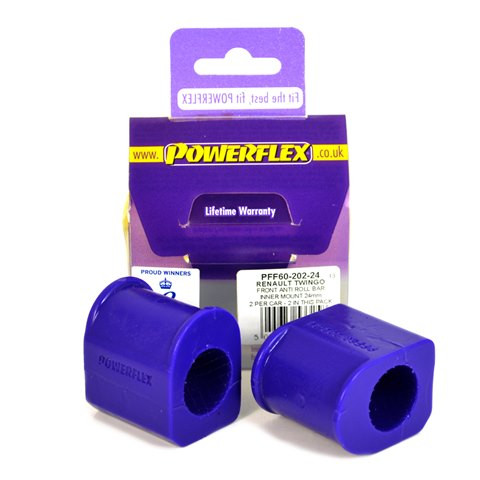 Powerflex bushes for Front Anti Roll Bar Chassis Mount Bush 24mm Renault Megane I (1995-2002) - PF-F6020224-2 - PFF60-202-24 - 5055676533258