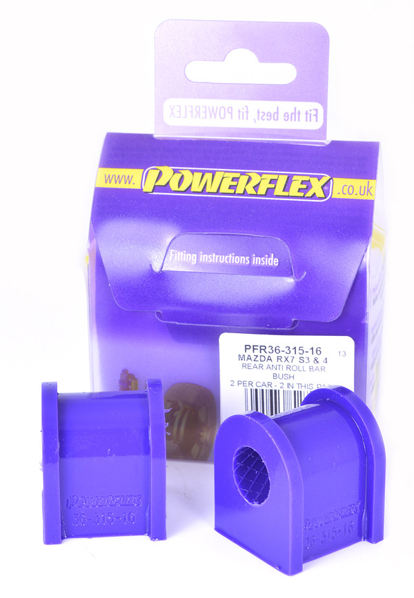 Silent-Bloc Powerflex Barre Anti-Roulis Arrière 16mm Mazda RX-7 Generation 3 & 4 (1992-2002) - PF-R3631516-2 - PFR36-315-16 - 5055676527967