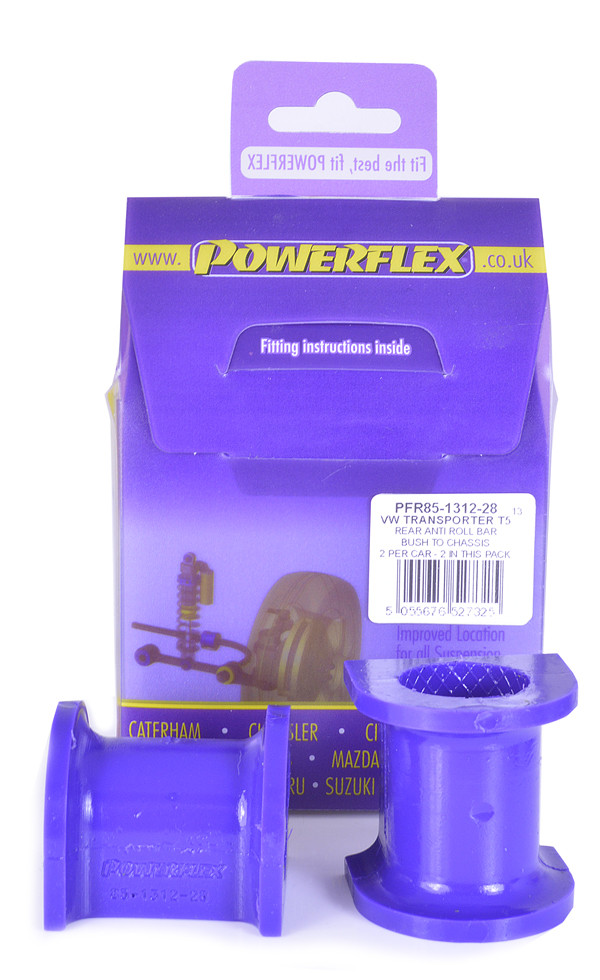Powerflex bushes for Rear Anti Roll Bar Bush to Chassis 28mm Volkswagen T5 Transporter inc. 4Motion (2003-2015) - PF-R85131228-2 - PFR85-1312-28 - 5055676527325