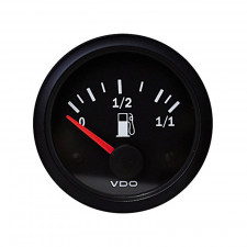 VDO Vision Tubular Fuel level Gage Diameter 52 Black Background