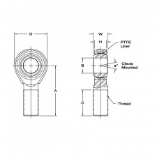 Aurora Male Competition Rod End Eye 1/4"