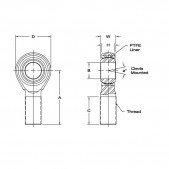 Aurora Male Competition Rod End Eye 7/16"
