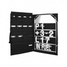 BG RACING large anodised Aluminium Pit Board Kit - white numbers and bag