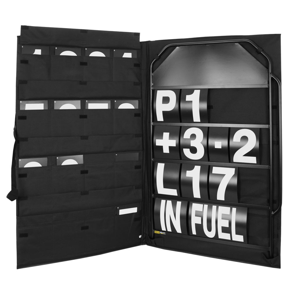 B-G Racing Standard Aluminium Pit Board Kit White Numbers and Bag - GT2i - BG-R250BLA-W - BGR250BLA-W - 5060252091435