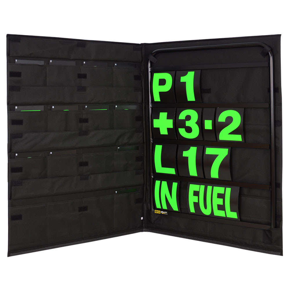 BG RACING Standard Aluminium Pit Board Kit red frame green numbers and bag - GT2i - BG-R260BLA-G - BGR260BLA-G - 5060252091541