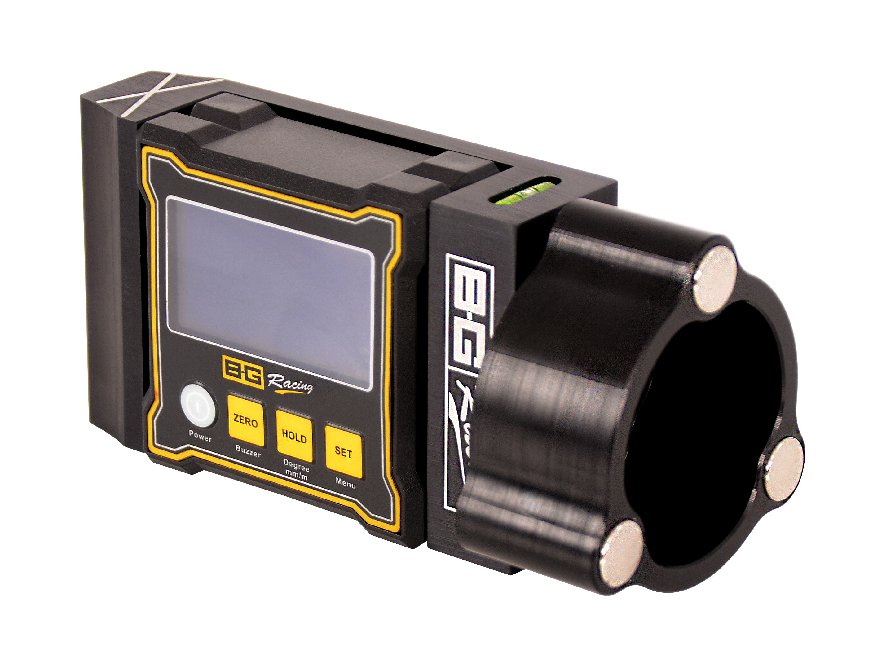 Digitale Wasserwaage für Sturz und Nachlauf, Genauigkeit 0,1 Grad, mit Alu- und Magnethalterung - BG-R306 - BGR306 - 5060252091909