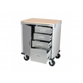 Wagen mit 4 Schubladen Holzplatte