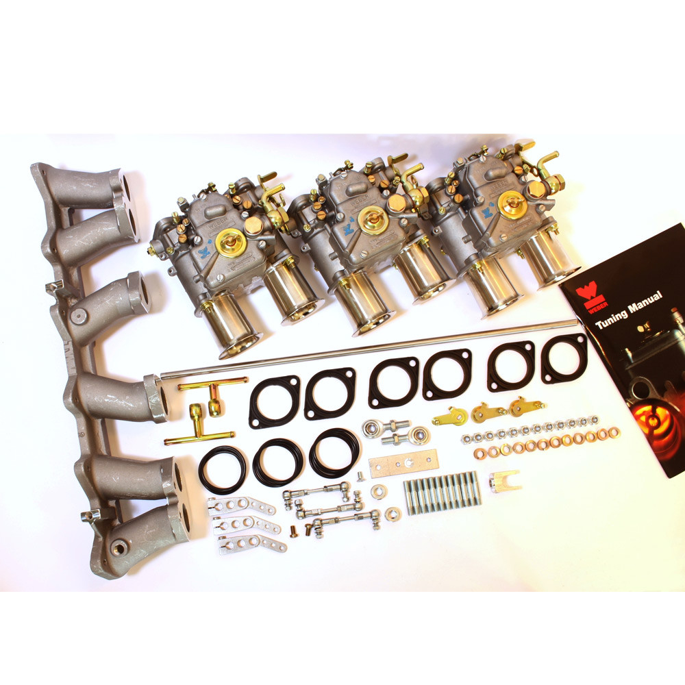 Kit carburateur + pipe d'admission Weber 3x 45DCOE 240Z/260Z/280Z Rond - W-PDA301 - PDA301 - 3661768405642