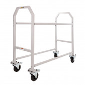 Carrello per pneumatici in acciaio, vernice epossidica grigia, lunghezza 1,6 m, con ruote in alluminio e gomma