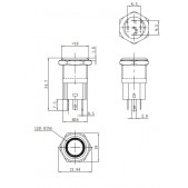 Druckknopf aus Metall mit Verriegelung und roter LED-Umrandung