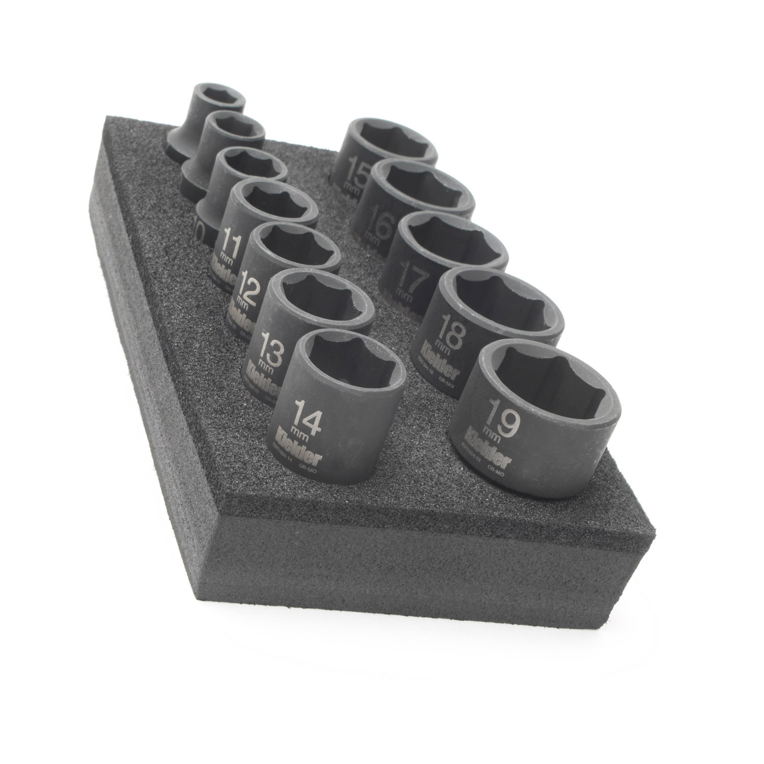 Kurzer 3/8"-Schlagschrauber-Steckschlüsselsatz KIELDER 12-teilig metrisch (7, 8, 10, 11, 12, 13, 14, 15, 16, 17, 18 und 19 mm) - KWT-384-01 - KWT-384-01 - 5060441191984