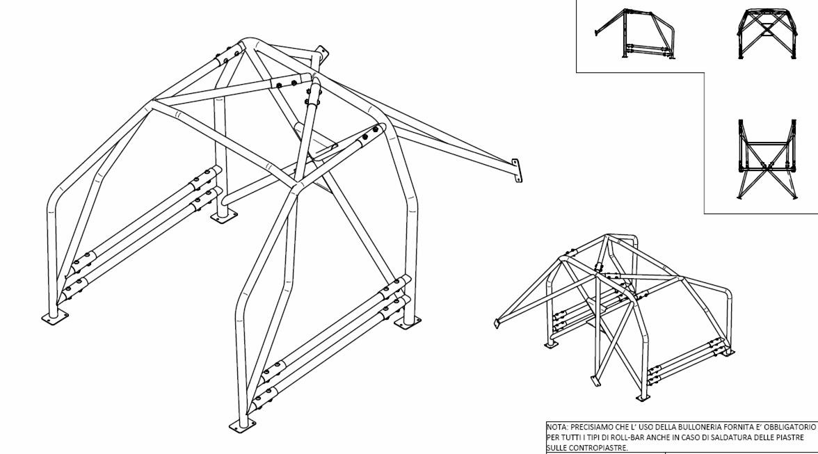 Roll Bar Sparco Peugeot 207 2006- 6 punti FIA-J da saldare - GT2i - 00723193 - 00723193 - 8033280112738