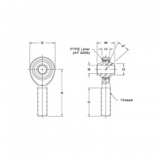 Aurora male rod end 7/16 right hand thread