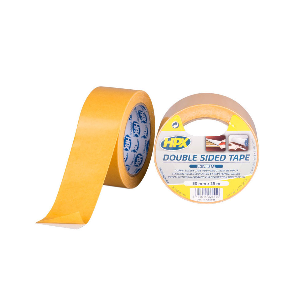 HPX Doppelseitiges Klebeband weiß 50mm x 25m - HPX-CE5025 - CE5025 - 3661768793152