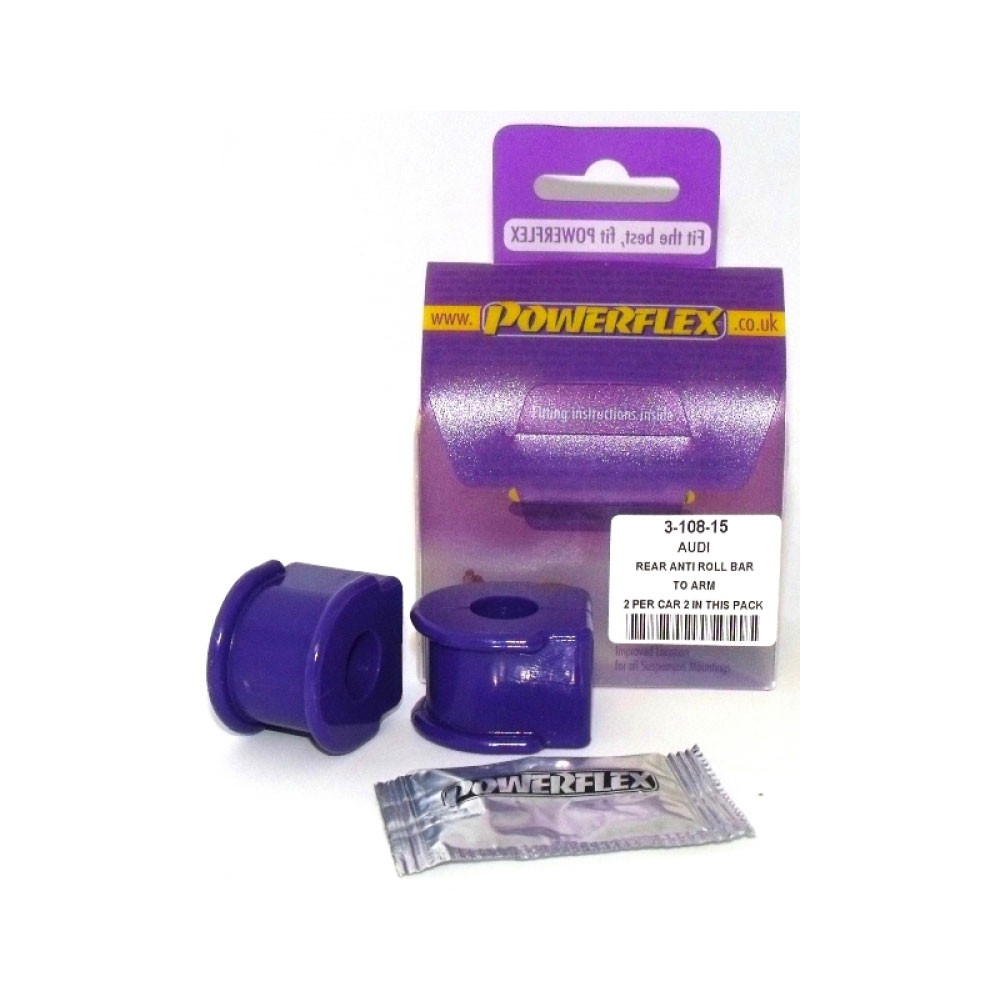 Silent-Bloc Powerflex Barra Anti-Rollio Assale Sospensione Posteriore Audi 80 / 90 (2 Pezzi) - PF-R03108-15-2 - PFR3-108-15 - 5055676500670