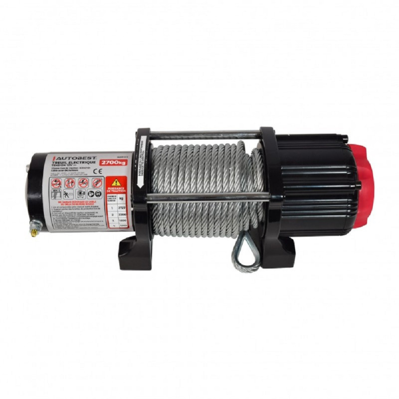 4X4 electrical winch 12V 2.7T 15m steel cable - AS-329111 - 3233753291112