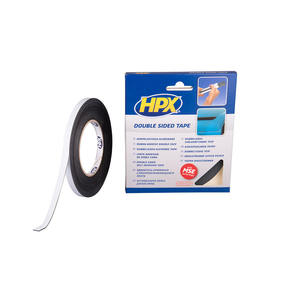 HPX doppelseitiges Klebeband Polyethylen schwarz 12mmx10m - HPX-ZC04 - ZC04 - 3661768793343