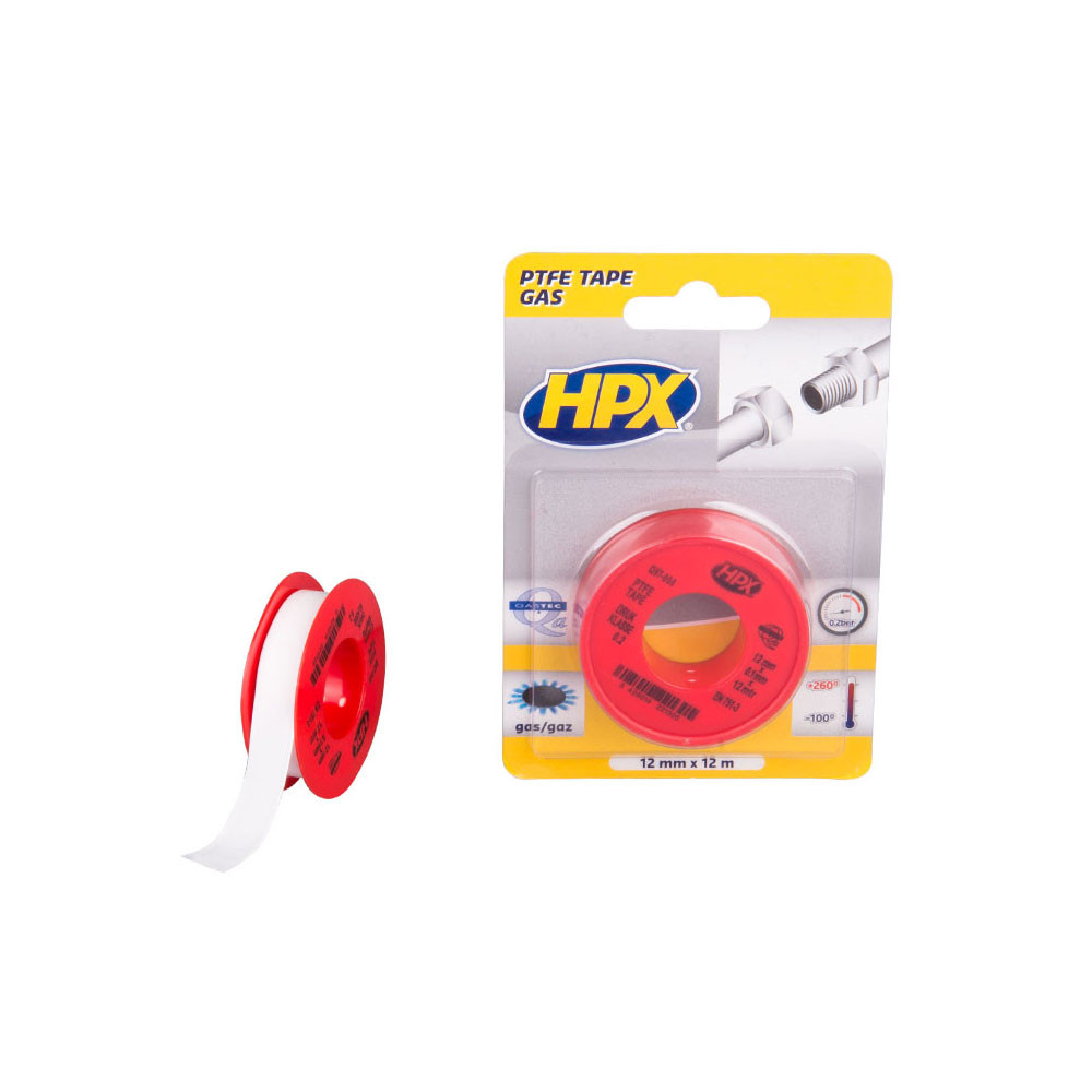Ruban PTFE gaz HPX blanc 12mm x 12m - HPX-PT0012 - PT0012 - 3661768793237