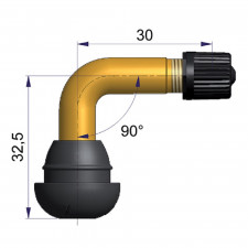 Valvola tubeless curvata a 90°