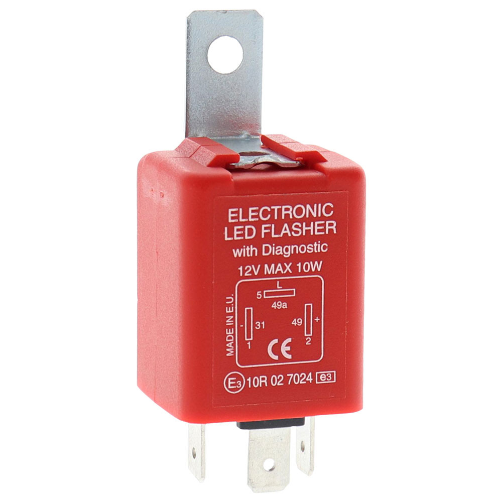 Centrale clignotant 12V 3P DIN Led + Support - EL-CL283L - 3700660497246