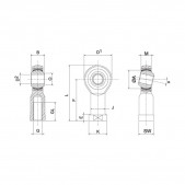 Rotule Compétition MTE Male Pas à Droite 8mm / 1.25mm