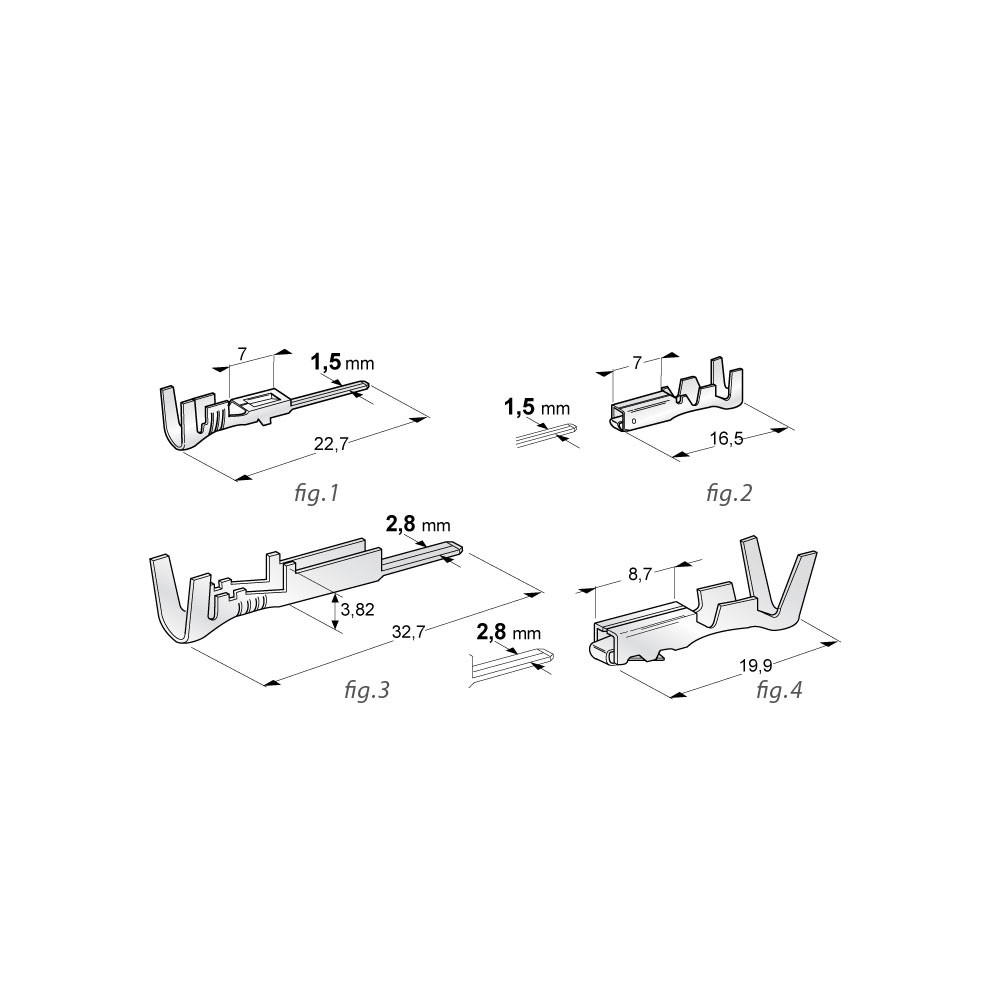 Terminali maschio 05/1.5mm² x50 pezzi - EL-OS04500 - 3700660426147