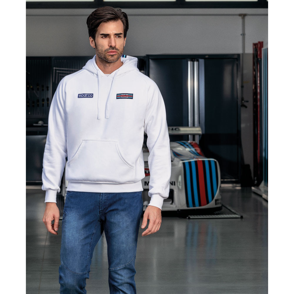 Sparco Martini Racing Kapuzen-Sweatshirt Streifen auf dem Rücken - 01340MR.BL.XL - 01340MRBI4XL - 8033280426743