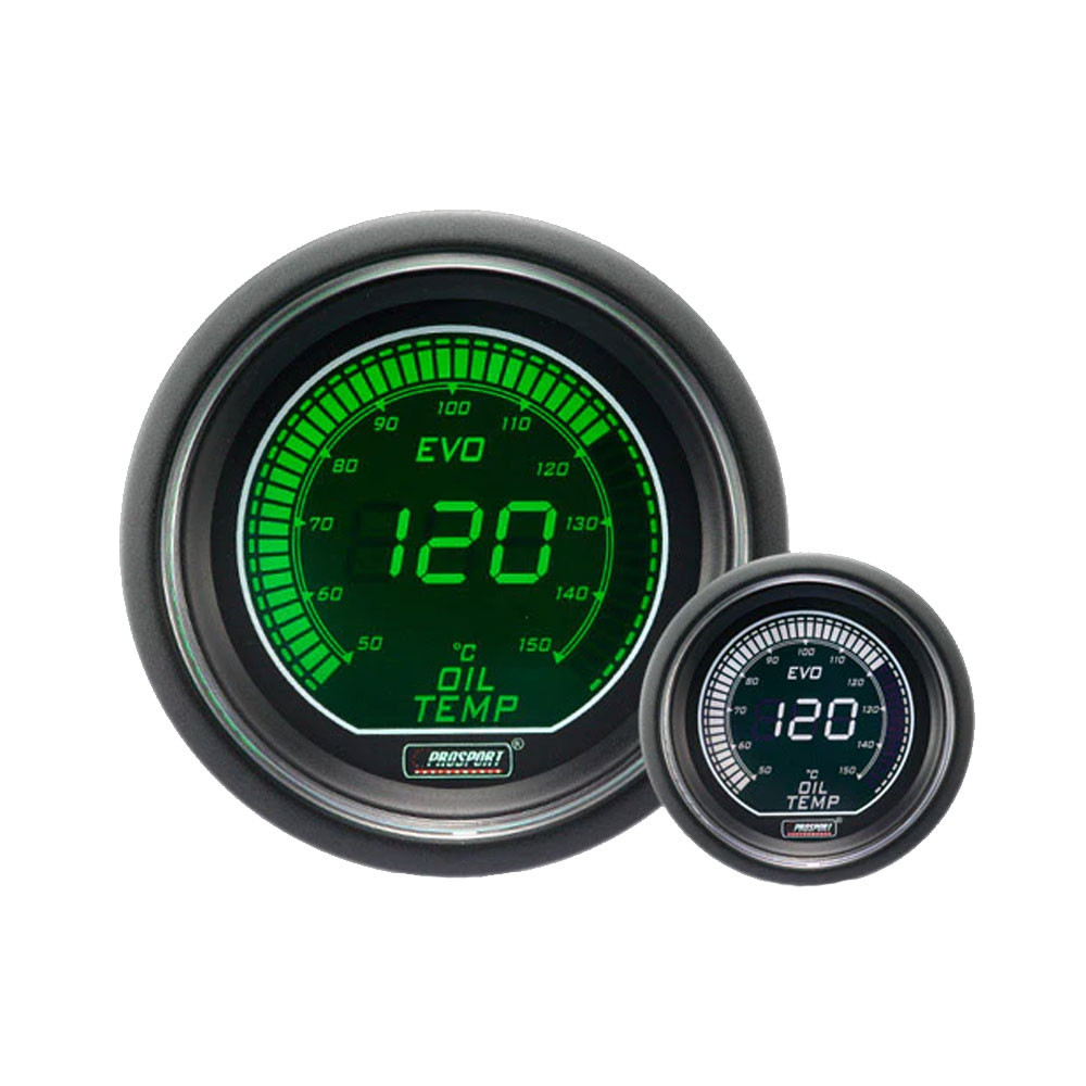 Manomètre Digital Pro-Sport Température d'Huile 52mm150°C Vert/Blanc - CT-TH-005-V-BL - 216EVOWGOT - 3661768389225