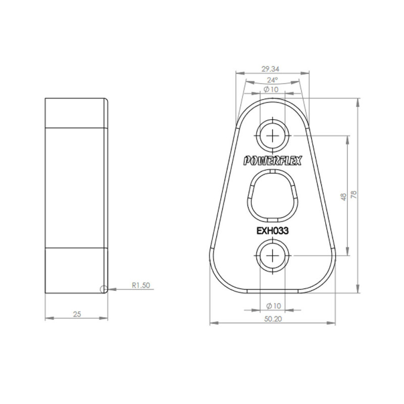 Silent bloc Powerflex Universalauspuff Höhe 78mm - PF-EXH033 - EXH033 - 5055676550675