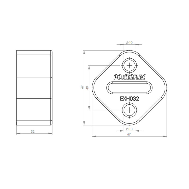 Boccola Powerflex scarico universale altezza 67mm - PF-EXH032 - EXH032 - 5055676550668