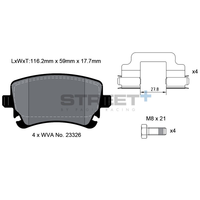 Pagid T8027 Street+ Bremsbeläge - PA-8027.ST - T8027SP2001 - 4056029064772
