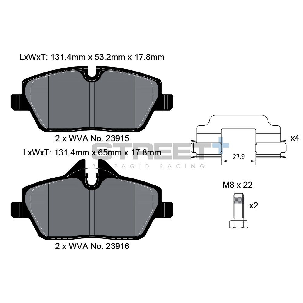 Street+ Pagid brake pads T8050 - PA-8050.ST - T8050SP2001 - 4056029064987
