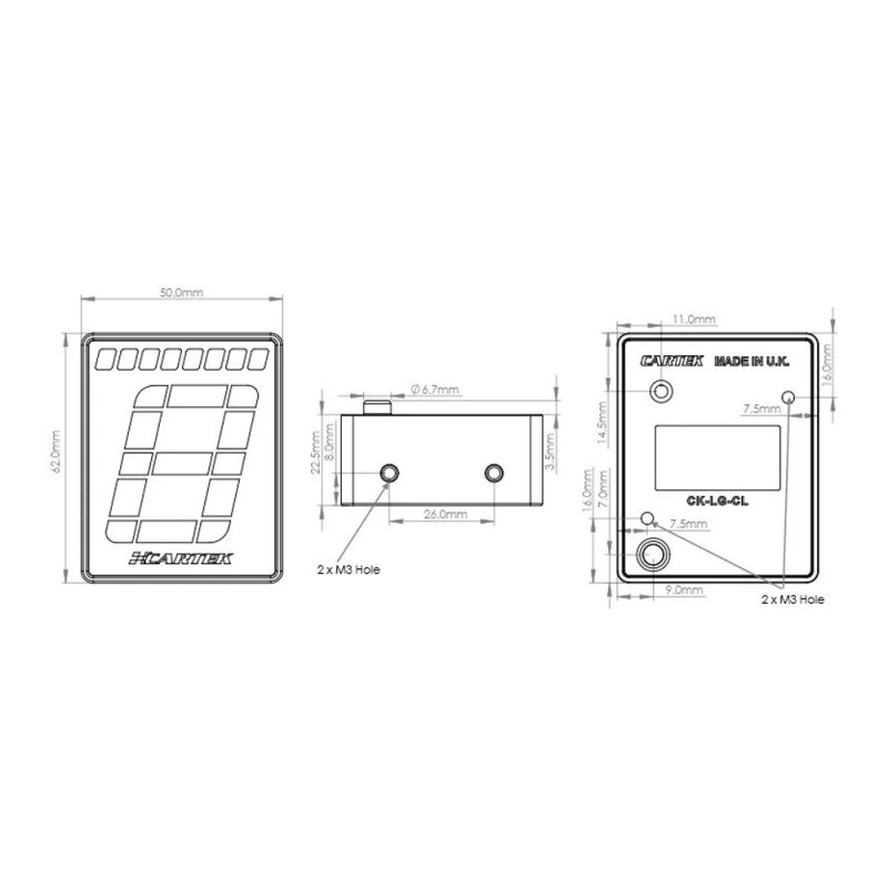 Digitale Schaltanzeige Cartek + shift light (Club) - CK-LG-CL - CK-LG-CL - 3666618040165