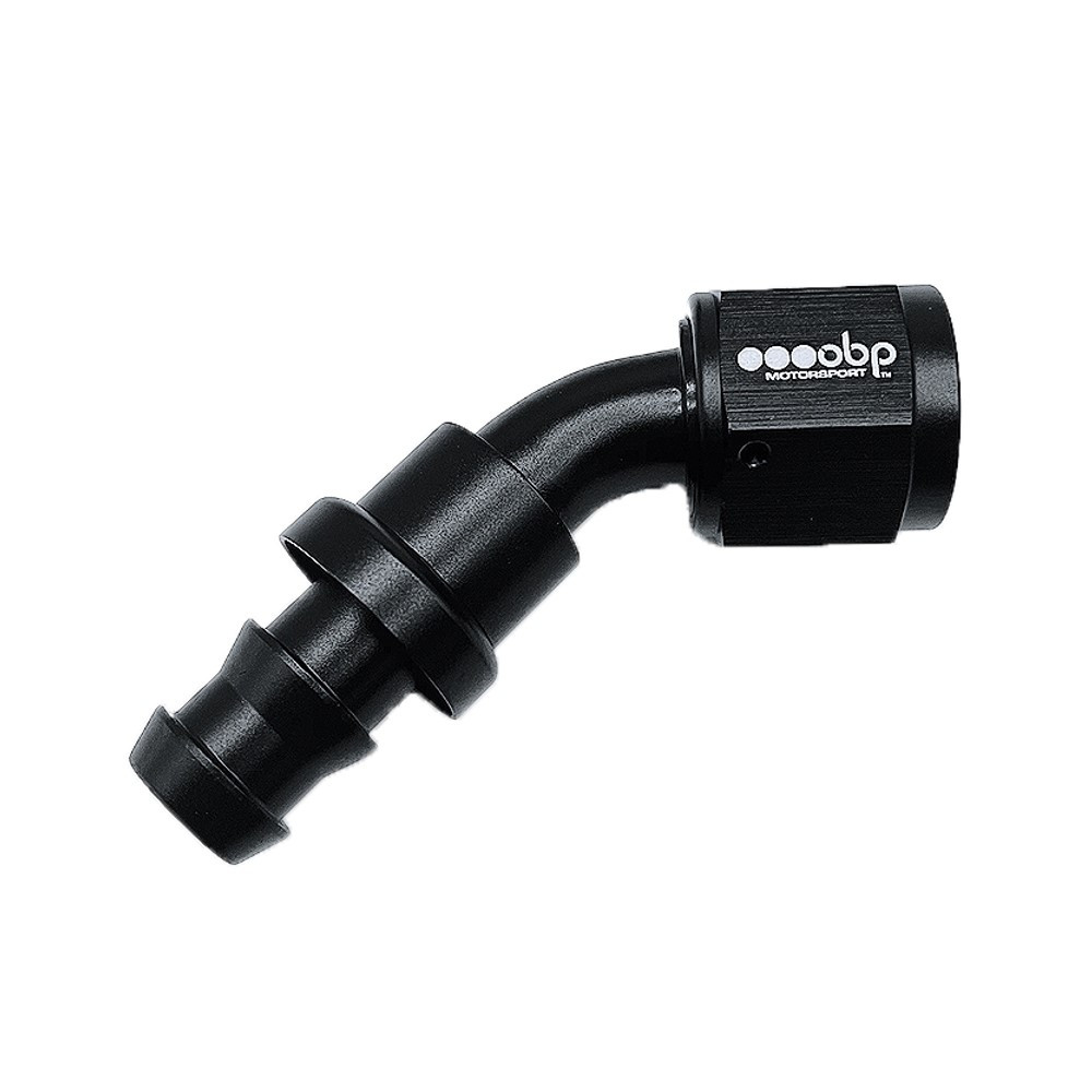 OBP 45° female fitting type PUSH LOCK in black aluminium - OBP-PL-45.D6 - OBP-PL-6-45