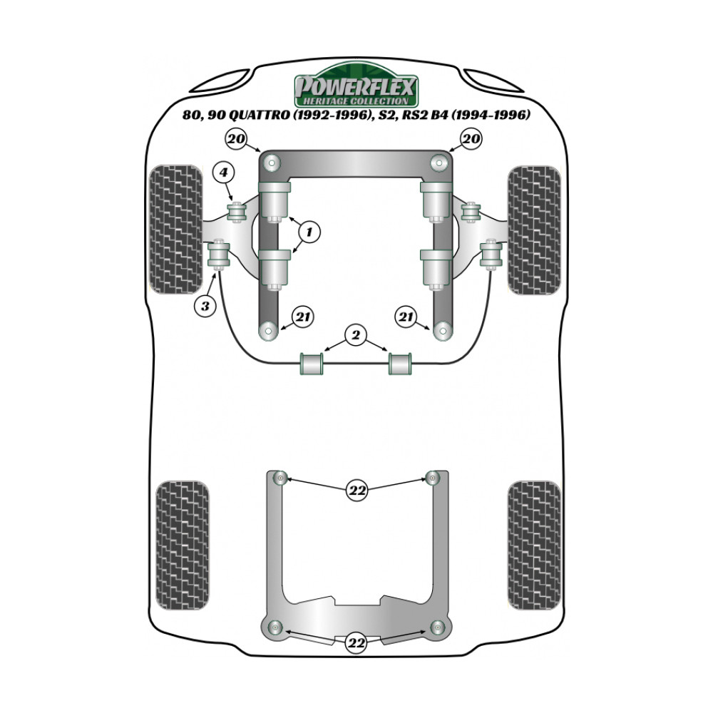 Powerflex Heritage front anti-roll bar mount 26mm Audi 80 / 90 / Quattro 1976-2000 (2 parts) - PF-F310326-2H - PFF3-103-26H - 5055676557629