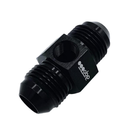 Adapter männlich/männlich OBP JIC-JIC mit Manometerausgang 1/8NPT schwarzes Aluminium