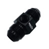 OBP Male/Male Adapter JIC-JIC with 1/8NPT pressure gauge outlet in black aluminium