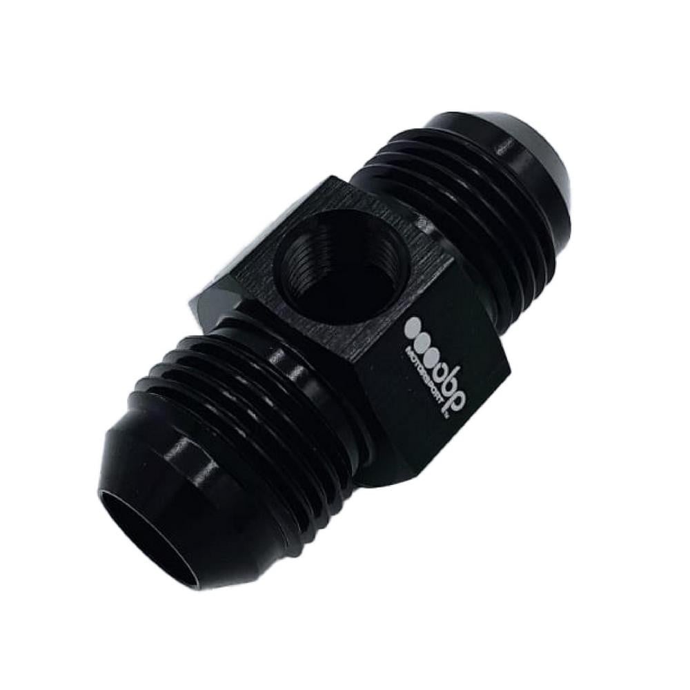 Adapter männlich/männlich OBP JIC-JIC mit Manometerausgang 1/8NPT schwarzes Aluminium - OBP-ADMANO.D6 - OBP-6-1/8PORT