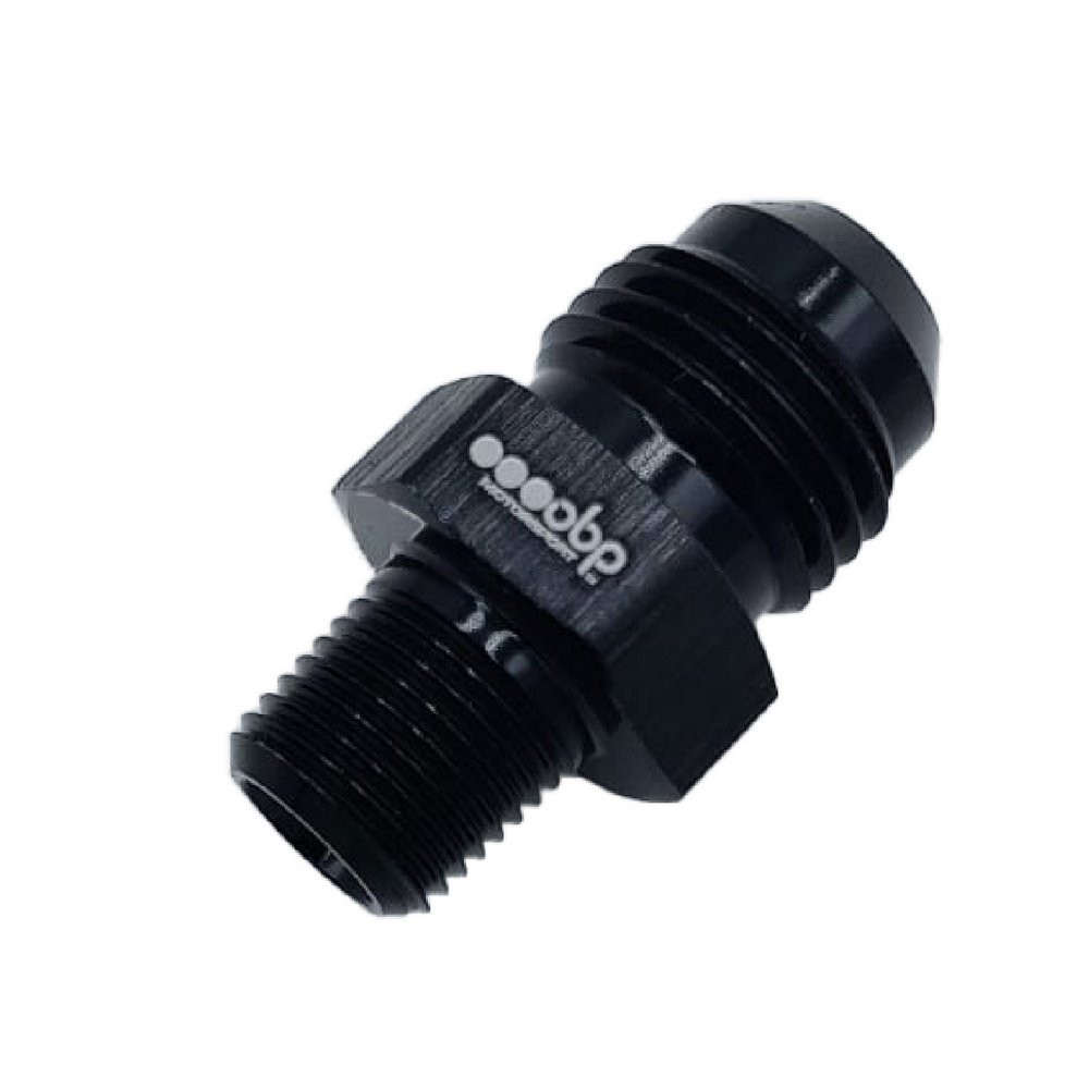 OBP Male/Male Adapter 1/4NPT-JIC in black aluminium - OBP-ADNPT14.D4 - OBPA-4-1/4NPT