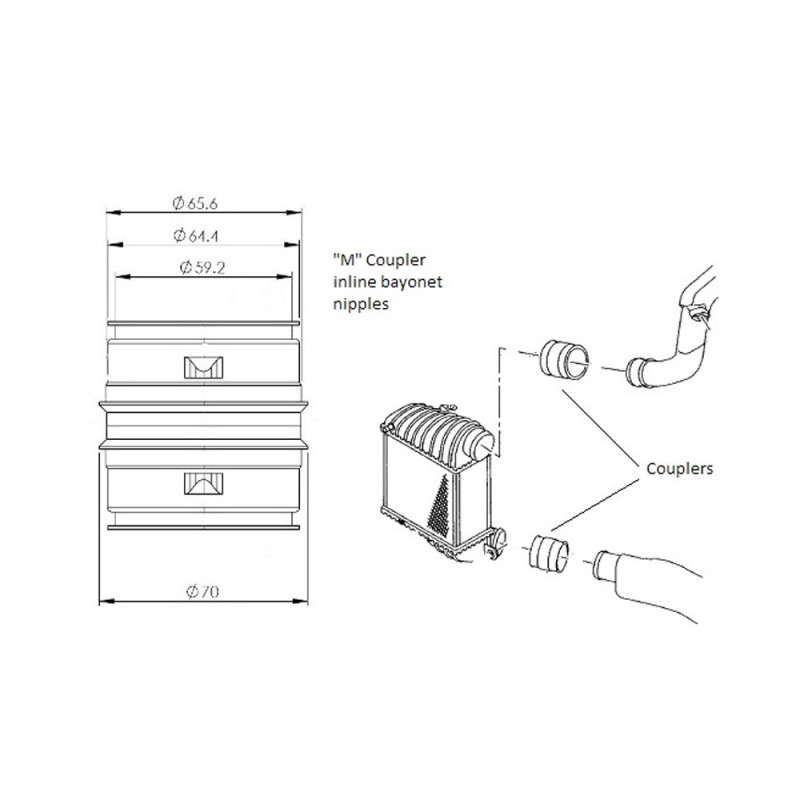 Coupleur mâle-mâle à baïonnette 65mm en alliage avec embouts en ligne - FO-FMABHCM - FMABHCM - 3666618068312