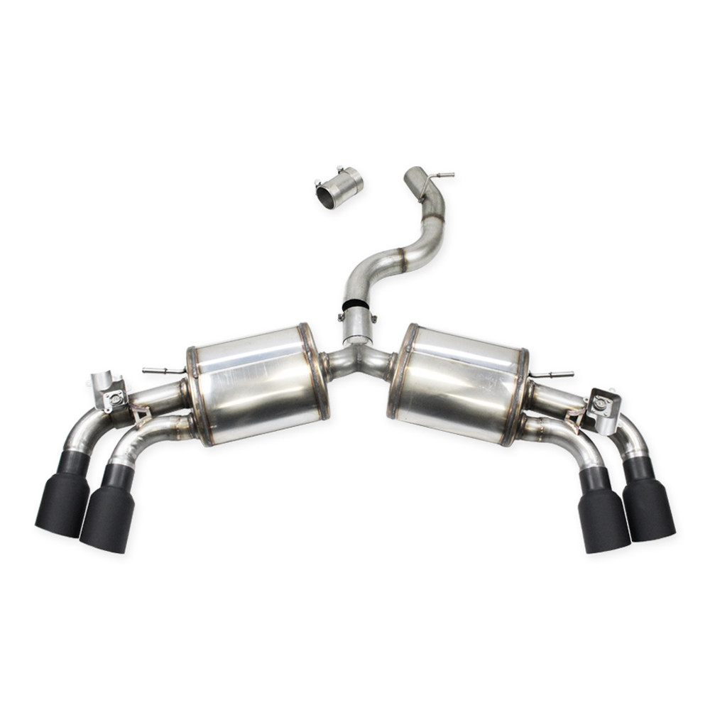 Inoxcar rear exhaust with 2 mufflers dual outlet 2x100mm Racing +valve for Audi S3 (GY) 2,0TFSi 2021 on - IC-VALVS30510CBK - VALV.S3.05.10CBLACK - 3666618145389