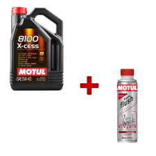 Pack vidange Motul huile 8100 X-cess 5w40 + nettoyant moteur offert