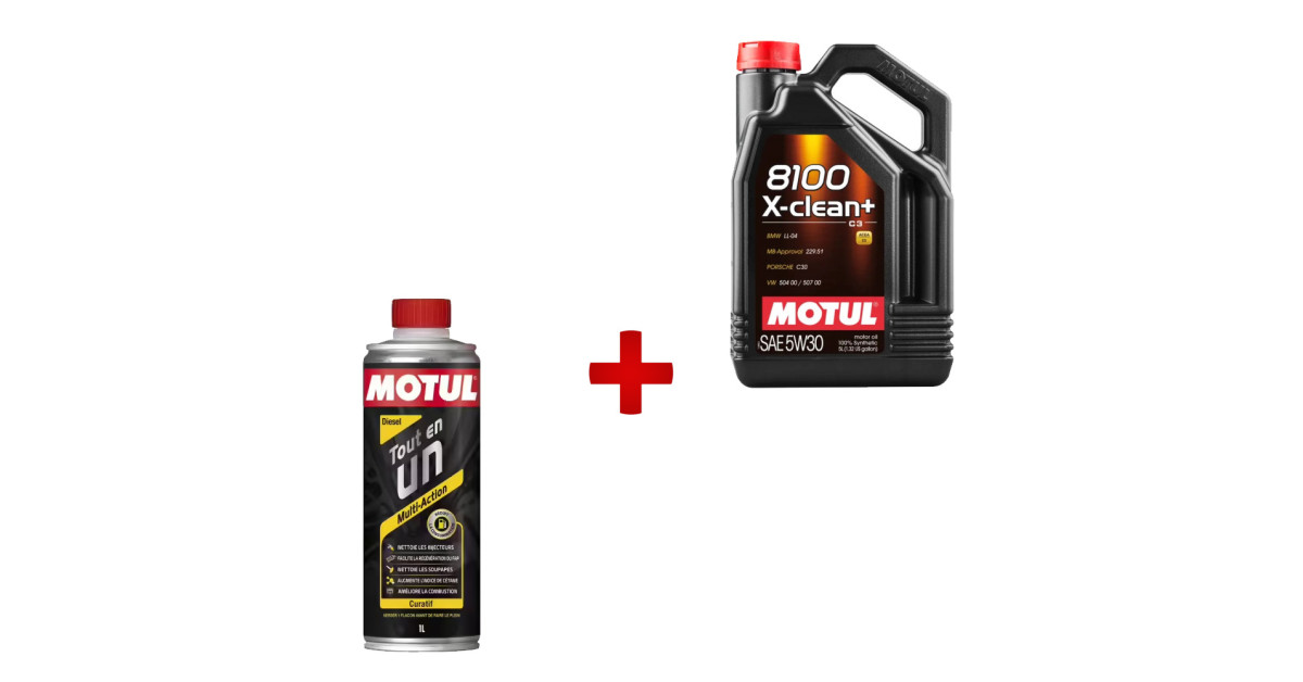 Pack revisione Motul 8100 X-clean + detergente per motori diesel gratuito