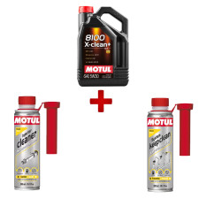 Maintenance pack Motul 8100 X-clean Plus oil + injector cleaner + diesel system keep clean