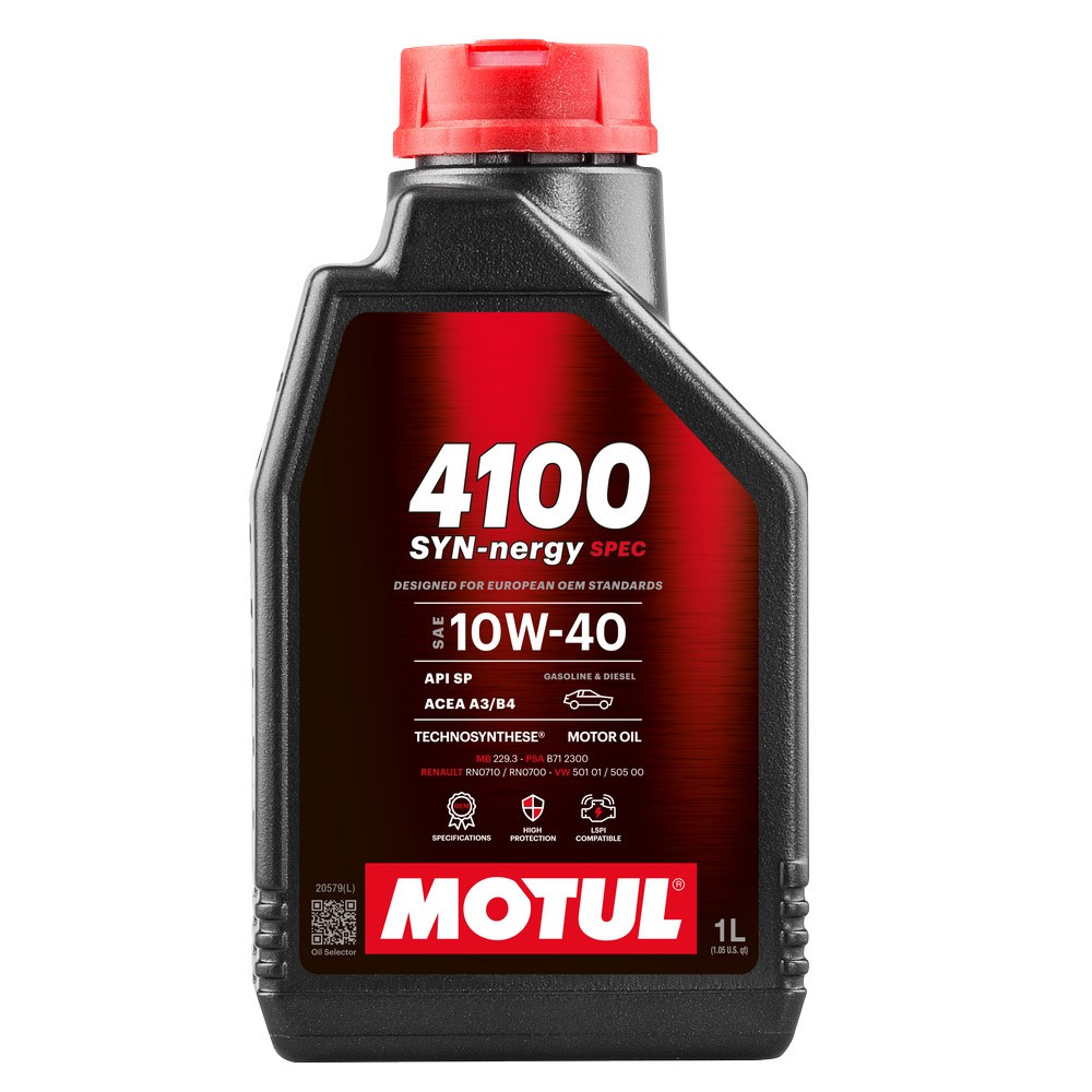 Huile moteur MOTUL 4100 SYN-NERGY SPEC 10W-40 - bidon de 1L - MOT-41SYN-10W40 - 112890 - 3666618148953