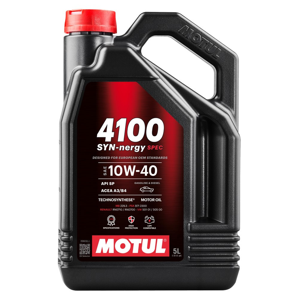 Huile moteur MOTUL 4100 SYN-NERGY SPEC 10W-40 - bidon de 5L - MOT-41SYN-10W40-5 - 112892 - 3666618148960
