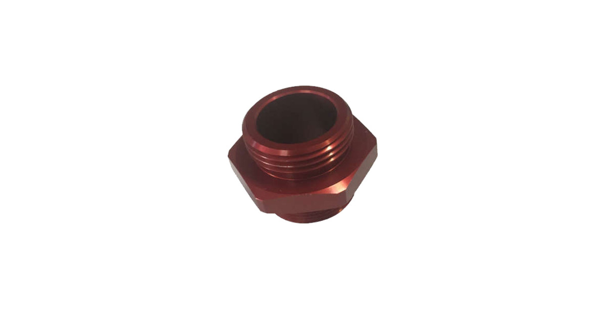 Adapter Handpumpe BSP 1x11 männlich - UN 1-1/4x16 männlich Aluminium rot