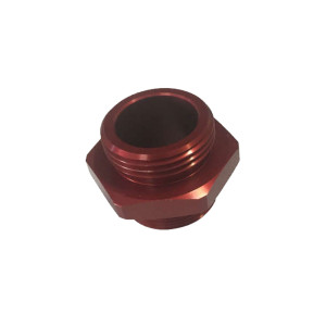 Adaptateur pompe manuelle BSP 1x11 mâle - UN 1-1/4x16 mâle aluminium rouge