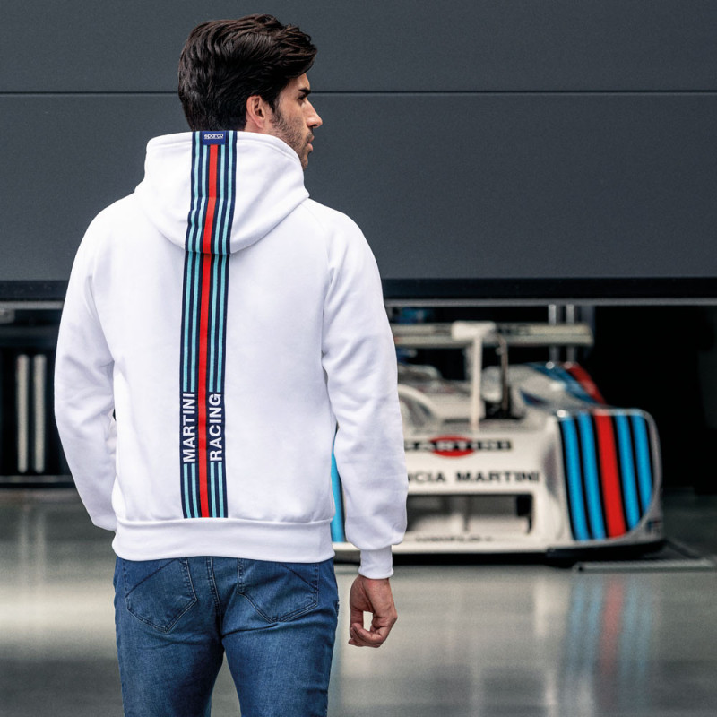 Sparco Martini Racing Kapuzen-Sweatshirt Streifen auf dem Rücken - 01340MR.BL.XL - 01340MRBI4XL - 8033280426743